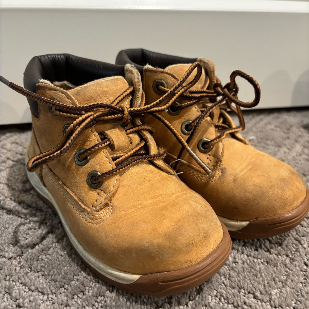 Timberland Kids Wheat Brown Lace-Up Leather Boots